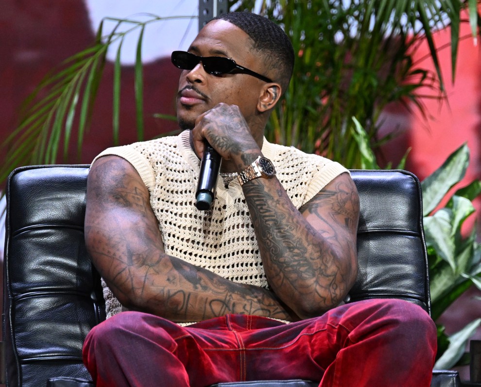 ATLANTA, GEORGIA - SEPTEMBER 24: Rapper YG speaks onstage during REVOLT World 2023 Presented By Walmart at Pangaea Studios on September 24, 2023 in Atlanta, Georgia.